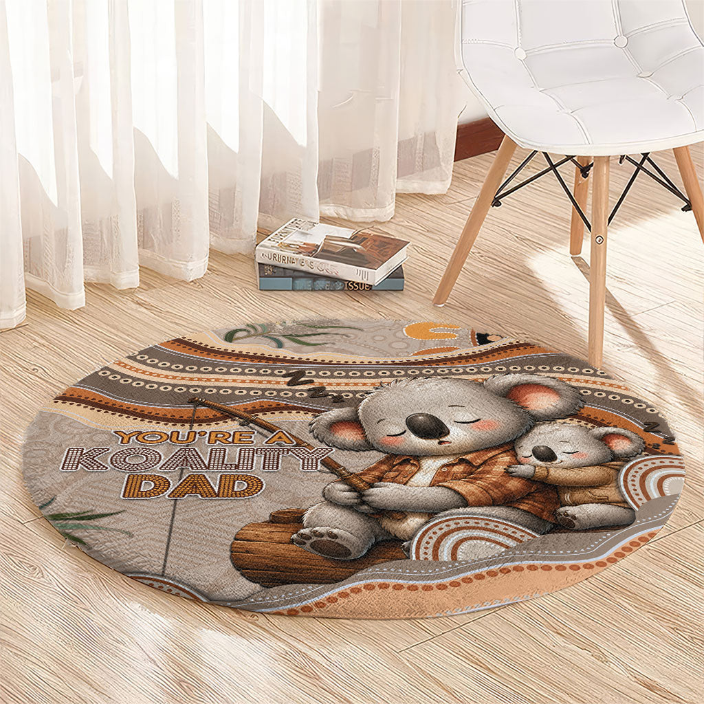 Australia Father's Day Round Carpet Koality Dad Fishing Aboriginal Dot Art