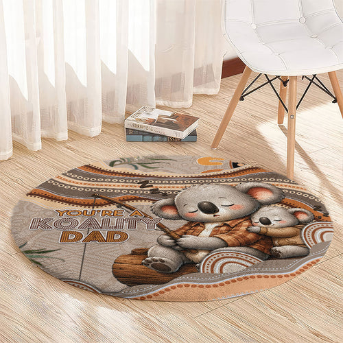 Australia Father's Day Round Carpet Koality Dad Fishing Aboriginal Dot Art