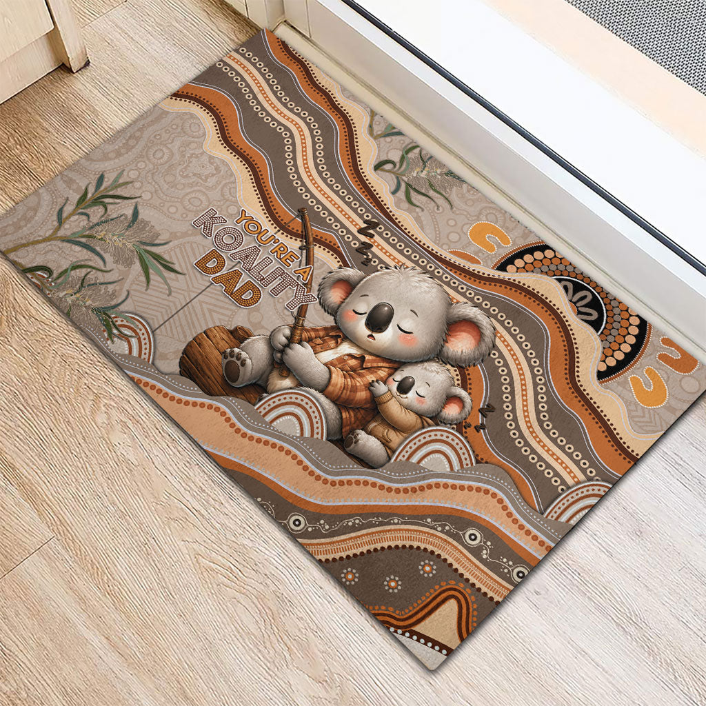Australia Father's Day Rubber Doormat Koality Dad Fishing Aboriginal Dot Art
