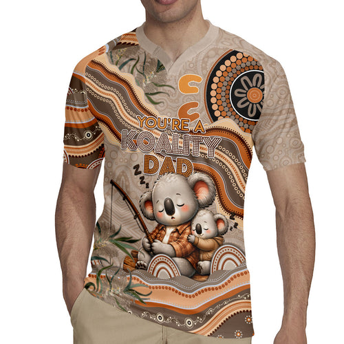 Personalised Australia Father's Day Rugby Jersey Koality Dad Fishing Aboriginal Dot Art