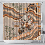 Australia Father's Day Shower Curtain Koality Dad Fishing Aboriginal Dot Art