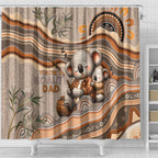 Australia Father's Day Shower Curtain Koality Dad Fishing Aboriginal Dot Art