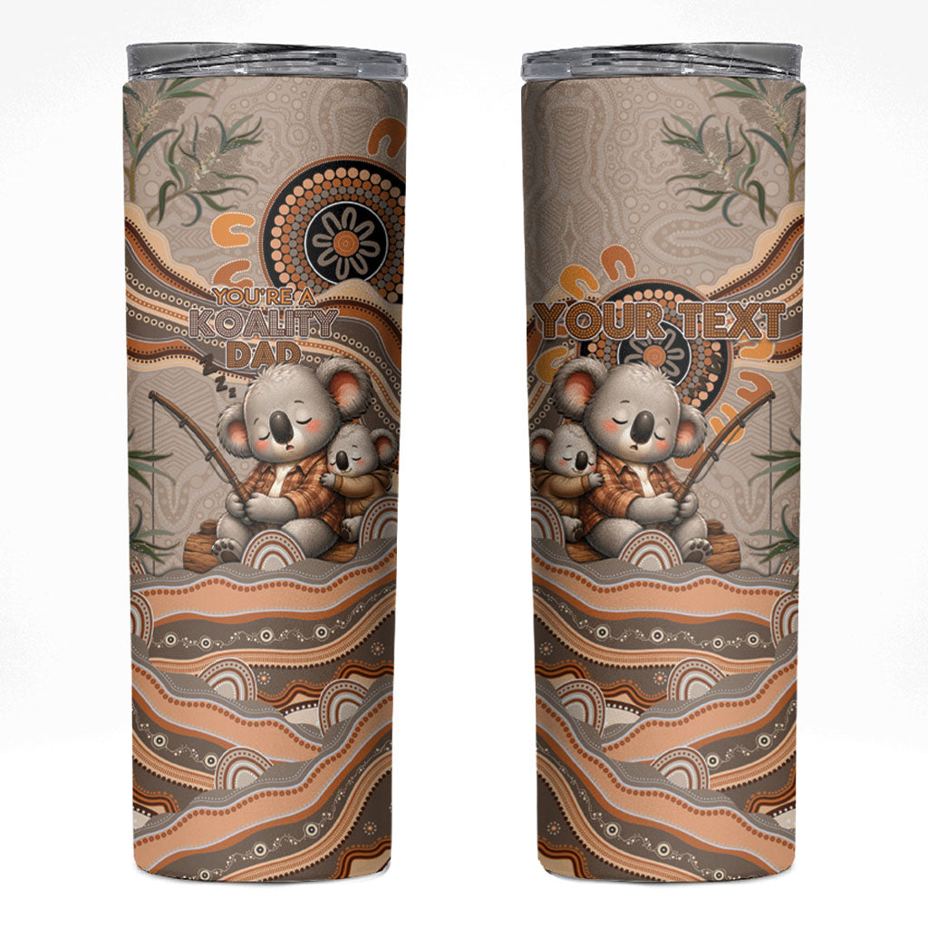 Personalised Australia Father's Day Skinny Tumbler Koality Dad Fishing Aboriginal Dot Art
