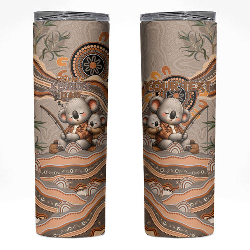 Personalised Australia Father's Day Skinny Tumbler Koality Dad Fishing Aboriginal Dot Art