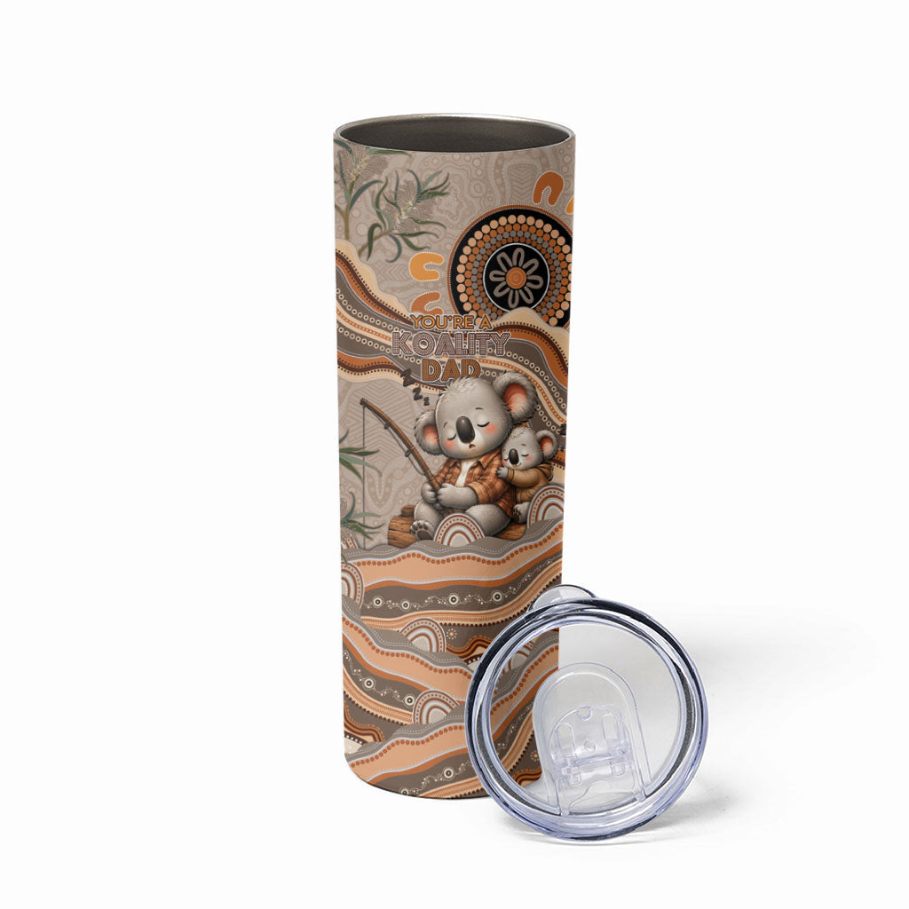 Personalised Australia Father's Day Skinny Tumbler Koality Dad Fishing Aboriginal Dot Art