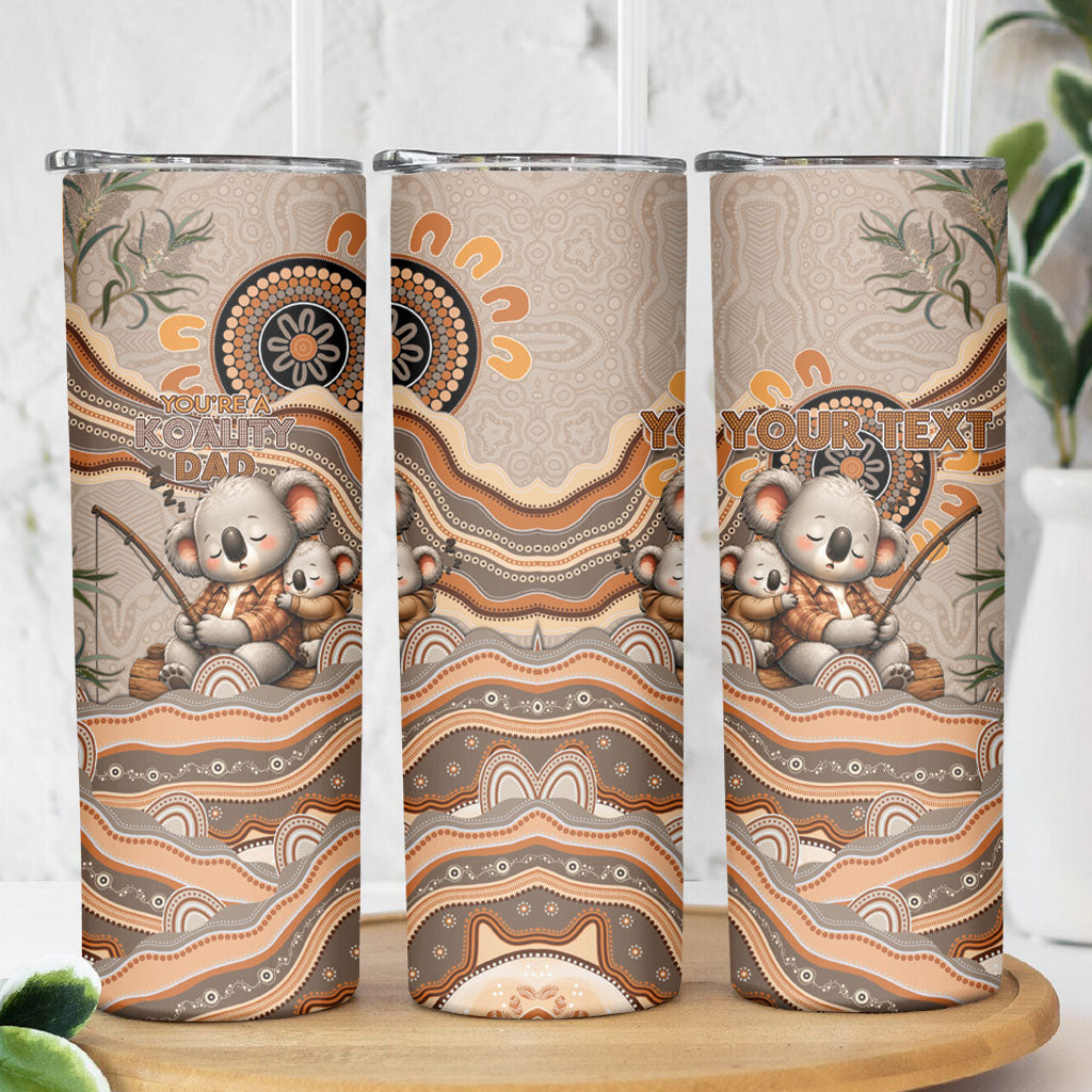 Personalised Australia Father's Day Skinny Tumbler Koality Dad Fishing Aboriginal Dot Art