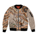 Personalised Australia Father's Day Sleeve Zip Bomber Jacket Koality Dad Fishing Aboriginal Dot Art
