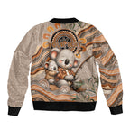 Personalised Australia Father's Day Sleeve Zip Bomber Jacket Koality Dad Fishing Aboriginal Dot Art
