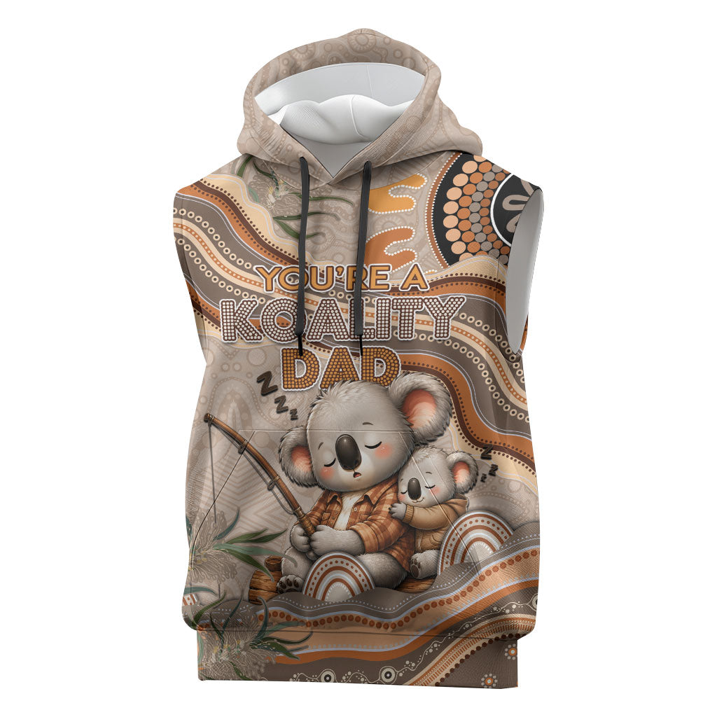 Personalised Australia Father's Day Sleeveless Hoodie Koality Dad Fishing Aboriginal Dot Art