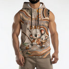 Personalised Australia Father's Day Sleeveless Hoodie Koality Dad Fishing Aboriginal Dot Art