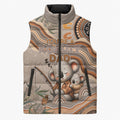 Personalised Australia Father's Day Sleeveless Puffer Jacket Koality Dad Fishing Aboriginal Dot Art