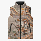 Personalised Australia Father's Day Sleeveless Puffer Jacket Koality Dad Fishing Aboriginal Dot Art