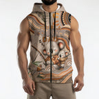 Personalised Australia Father's Day Sleeveless Zip Hoodie Koality Dad Fishing Aboriginal Dot Art