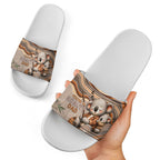 Australia Father's Day Slide Sandals Koality Dad Fishing Aboriginal Dot Art