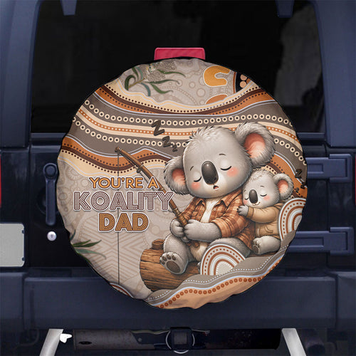 Australia Father's Day Spare Tire Cover Koality Dad Fishing Aboriginal Dot Art