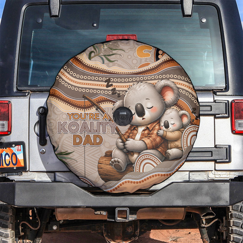 Australia Father's Day Spare Tire Cover Koality Dad Fishing Aboriginal Dot Art