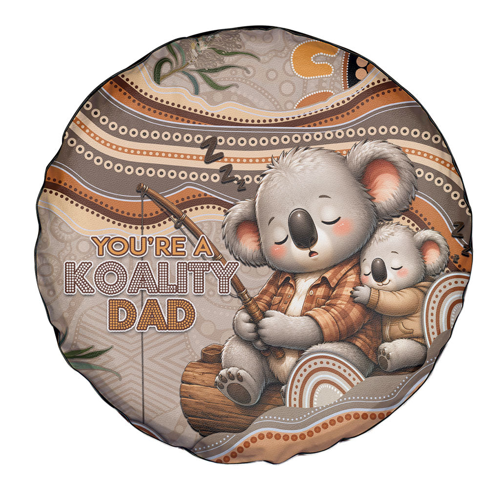 Australia Father's Day Spare Tire Cover Koality Dad Fishing Aboriginal Dot Art