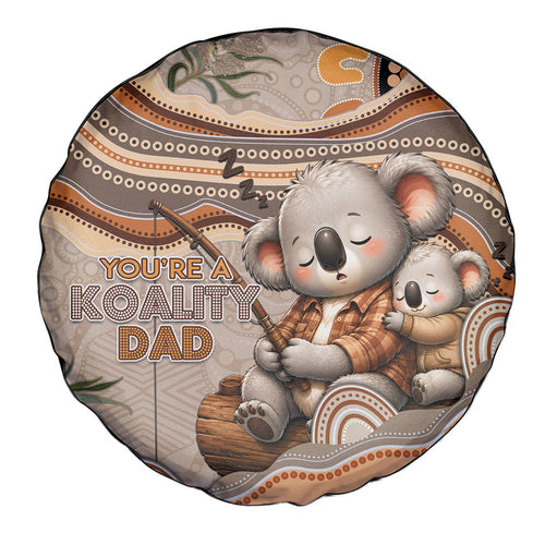 Australia Father's Day Spare Tire Cover Koality Dad Fishing Aboriginal Dot Art