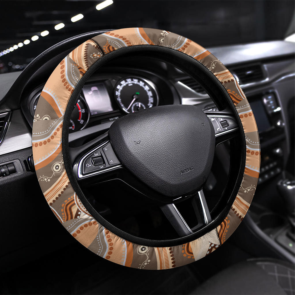 Australia Father's Day Steering Wheel Cover Koality Dad Fishing Aboriginal Dot Art