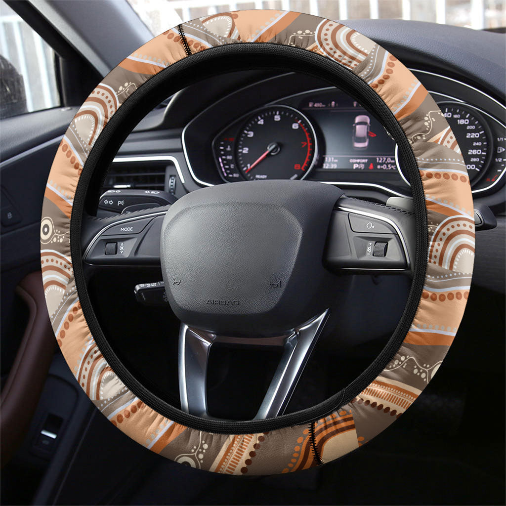 Australia Father's Day Steering Wheel Cover Koality Dad Fishing Aboriginal Dot Art
