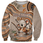 Personalised Australia Father's Day Sweatshirt Koality Dad Fishing Aboriginal Dot Art
