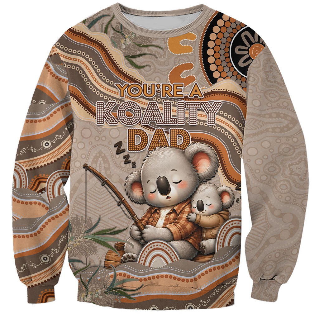 Personalised Australia Father's Day Sweatshirt Koality Dad Fishing Aboriginal Dot Art