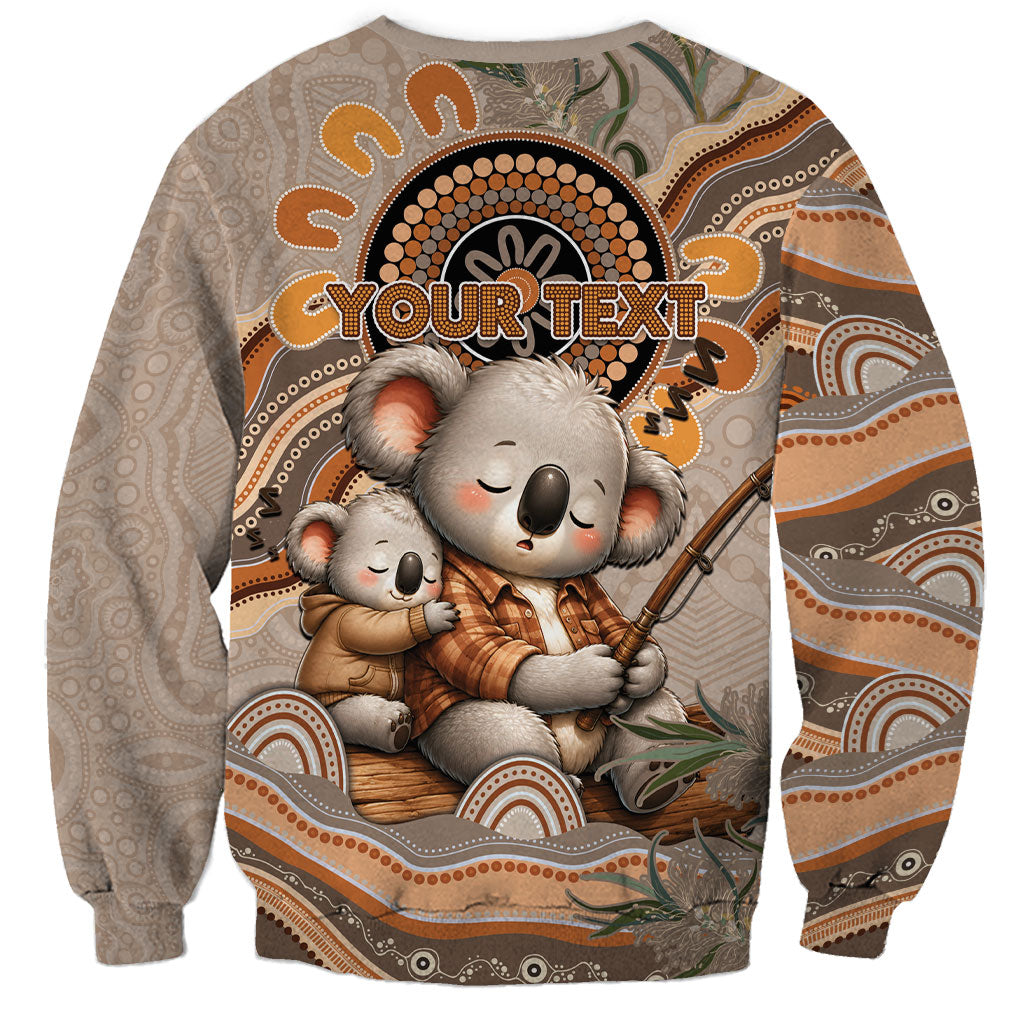 Personalised Australia Father's Day Sweatshirt Koality Dad Fishing Aboriginal Dot Art