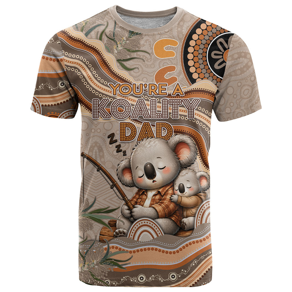 Personalised Australia Father's Day T Shirt Koality Dad Fishing Aboriginal Dot Art