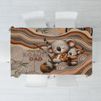 Australia Father's Day Tablecloth Koality Dad Fishing Aboriginal Dot Art