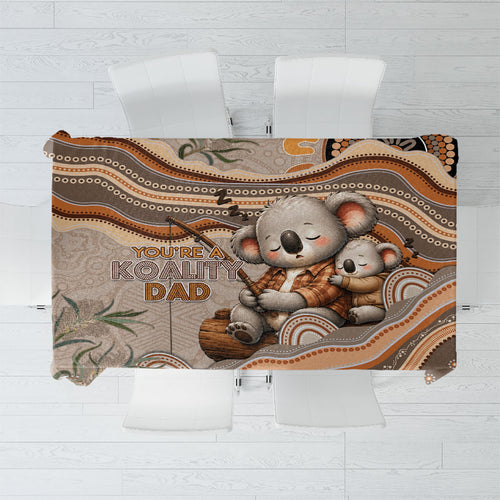 Australia Father's Day Tablecloth Koality Dad Fishing Aboriginal Dot Art
