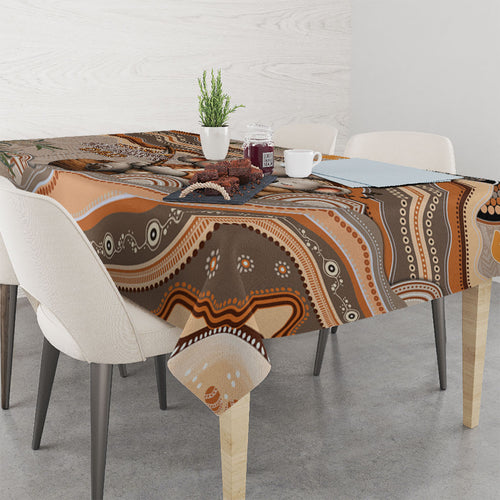 Australia Father's Day Tablecloth Koality Dad Fishing Aboriginal Dot Art