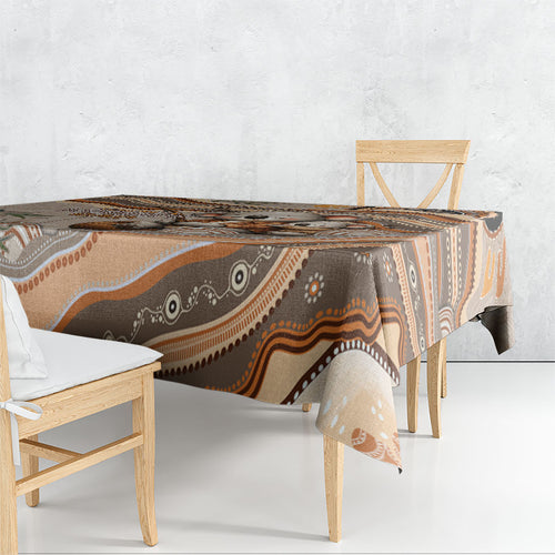 Australia Father's Day Tablecloth Koality Dad Fishing Aboriginal Dot Art