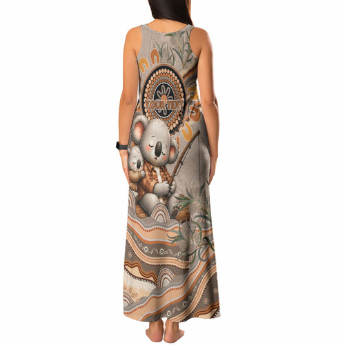 Personalised Australia Father's Day Tank Maxi Dress Koality Dad Fishing Aboriginal Dot Art