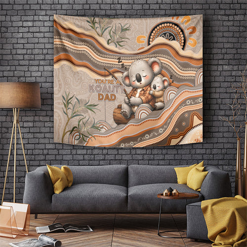 Australia Father's Day Tapestry Koality Dad Fishing Aboriginal Dot Art