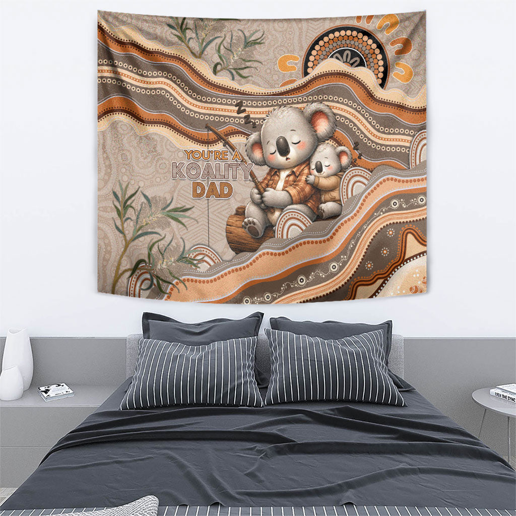 Australia Father's Day Tapestry Koality Dad Fishing Aboriginal Dot Art