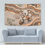 Australia Father's Day Tapestry Koality Dad Fishing Aboriginal Dot Art