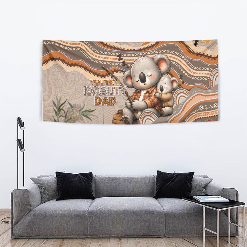 Australia Father's Day Tapestry Koality Dad Fishing Aboriginal Dot Art
