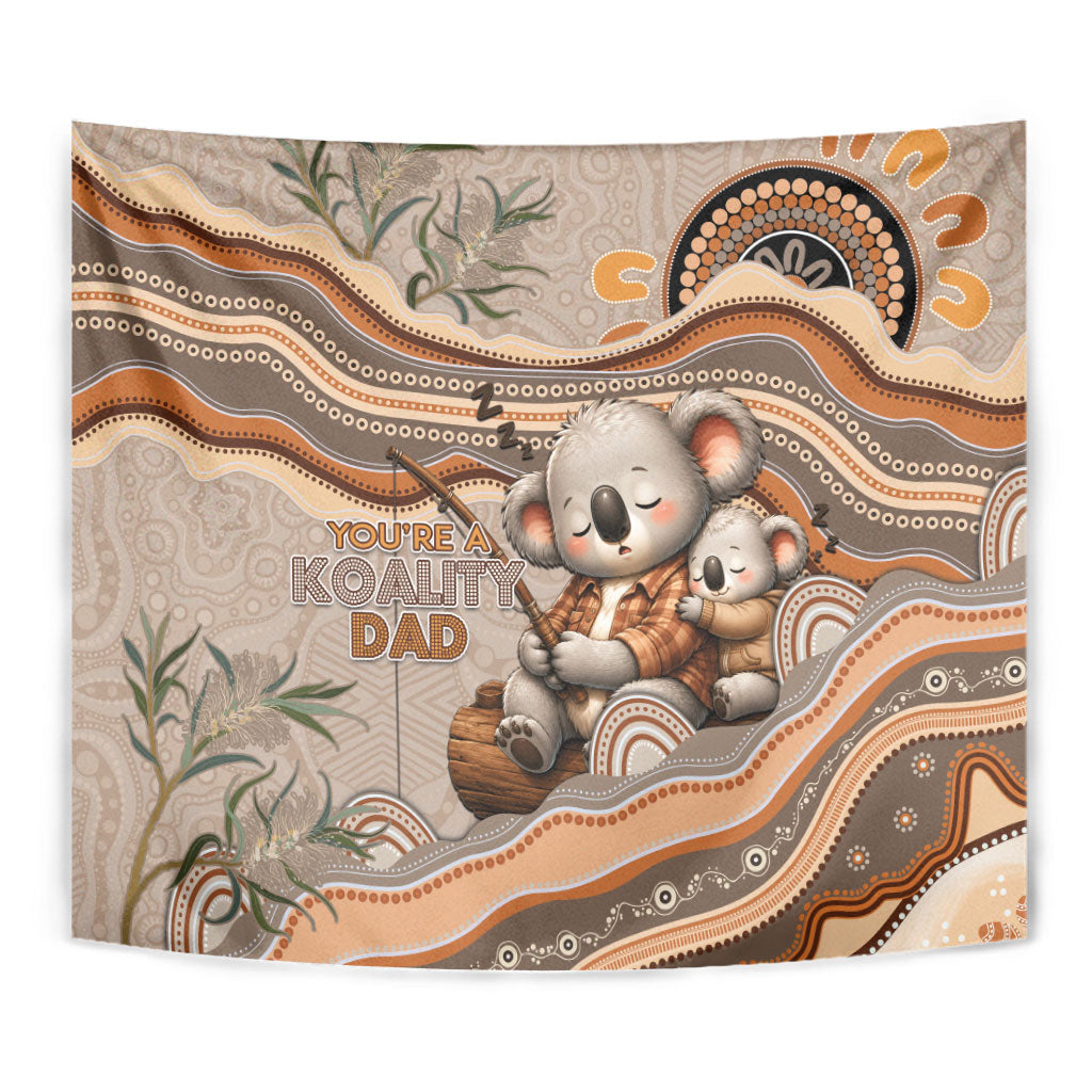 Australia Father's Day Tapestry Koality Dad Fishing Aboriginal Dot Art