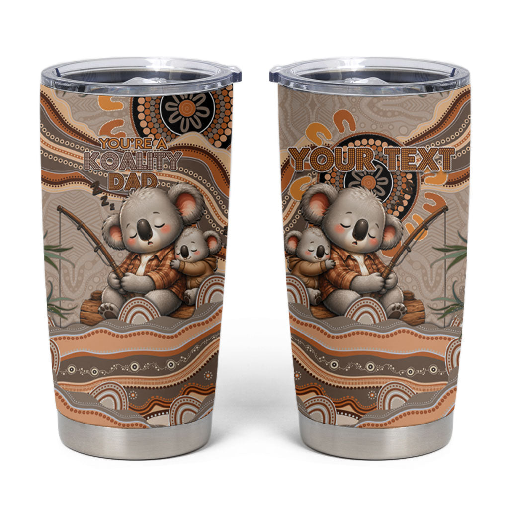 Personalised Australia Father's Day Tumbler Cup Koality Dad Fishing Aboriginal Dot Art