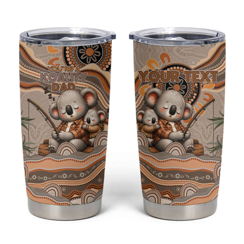 Personalised Australia Father's Day Tumbler Cup Koality Dad Fishing Aboriginal Dot Art