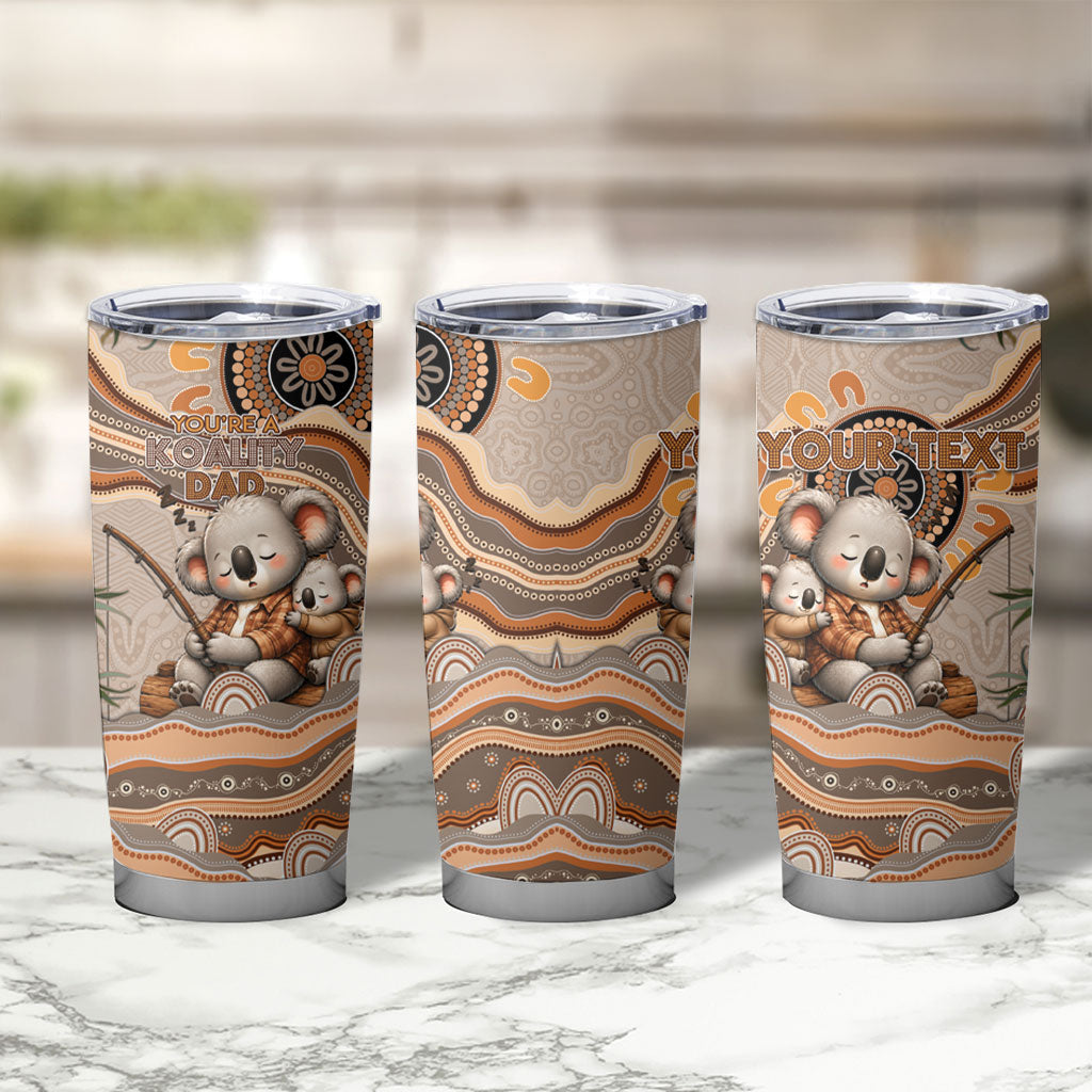 Personalised Australia Father's Day Tumbler Cup Koality Dad Fishing Aboriginal Dot Art