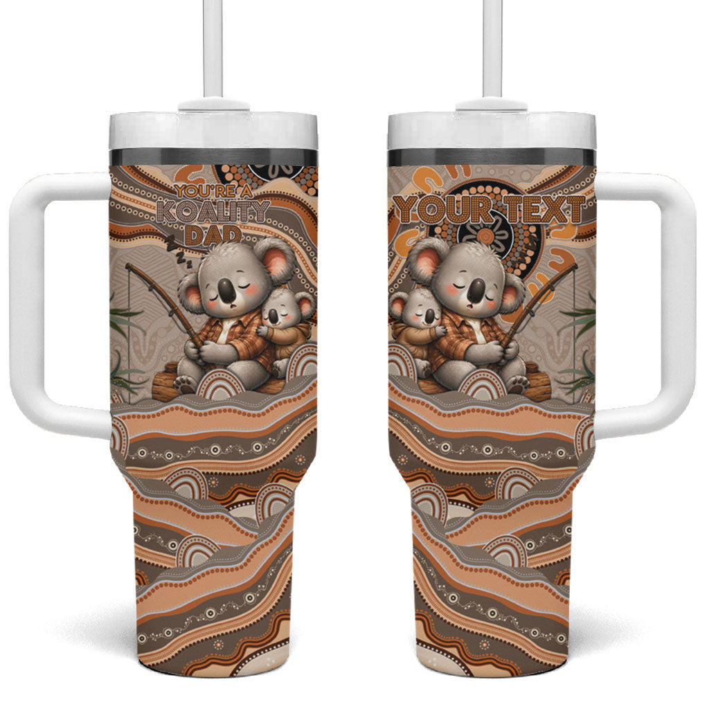 Personalised Australia Father's Day Tumbler With Handle Koality Dad Fishing Aboriginal Dot Art