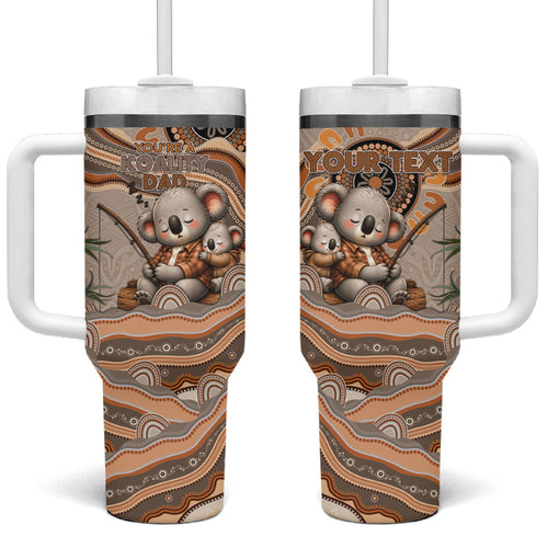 Personalised Australia Father's Day Tumbler With Handle Koality Dad Fishing Aboriginal Dot Art