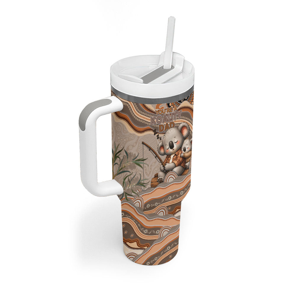 Personalised Australia Father's Day Tumbler With Handle Koality Dad Fishing Aboriginal Dot Art