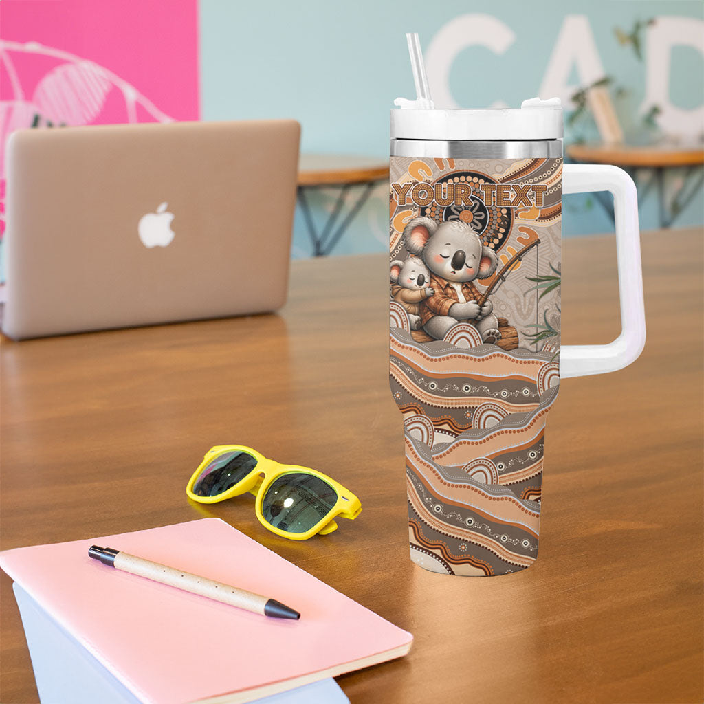 Personalised Australia Father's Day Tumbler With Handle Koality Dad Fishing Aboriginal Dot Art