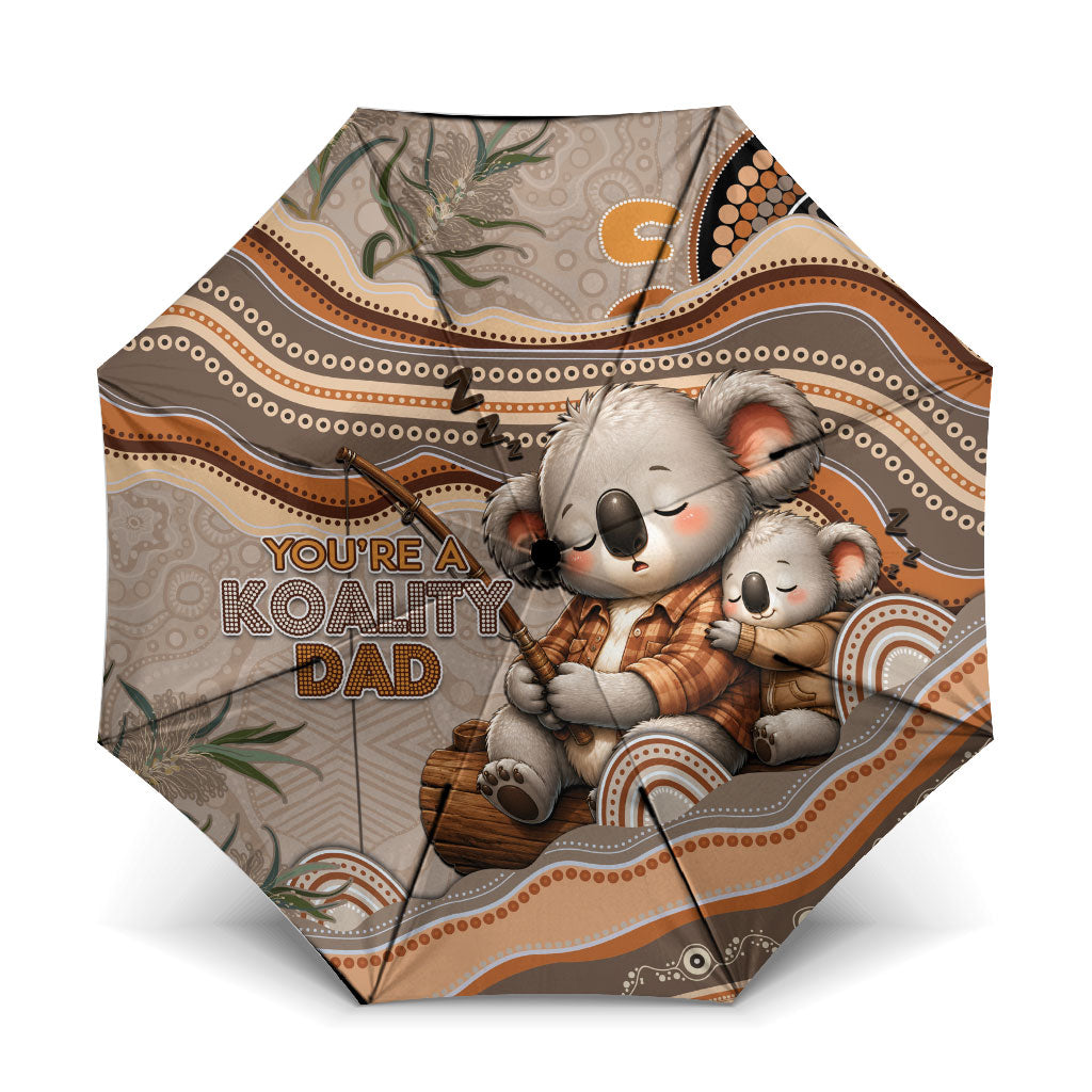 Australia Father's Day Umbrella Koality Dad Fishing Aboriginal Dot Art