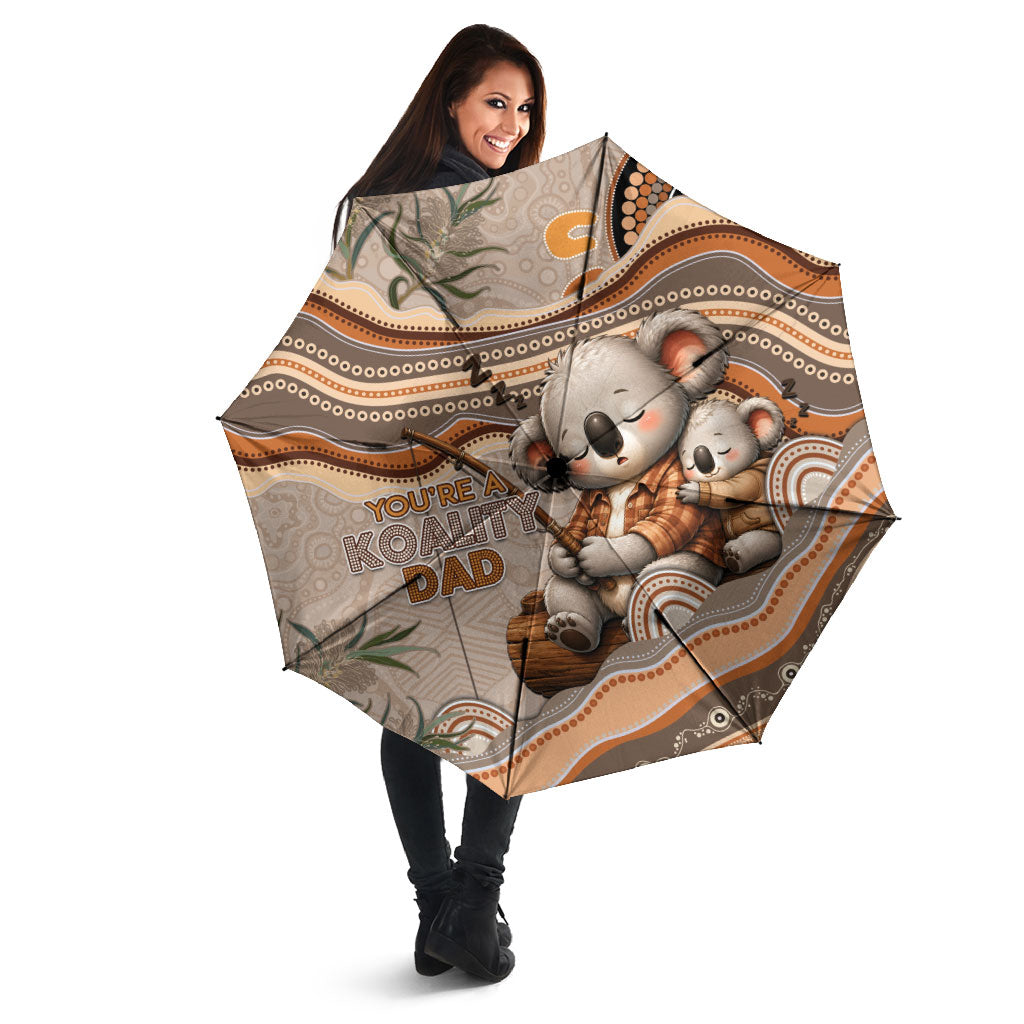 Australia Father's Day Umbrella Koality Dad Fishing Aboriginal Dot Art