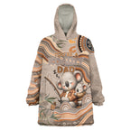 Personalised Australia Father's Day Wearable Blanket Hoodie Koality Dad Fishing Aboriginal Dot Art