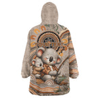 Personalised Australia Father's Day Wearable Blanket Hoodie Koality Dad Fishing Aboriginal Dot Art