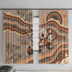 Australia Father's Day Window Curtain Koality Dad Fishing Aboriginal Dot Art